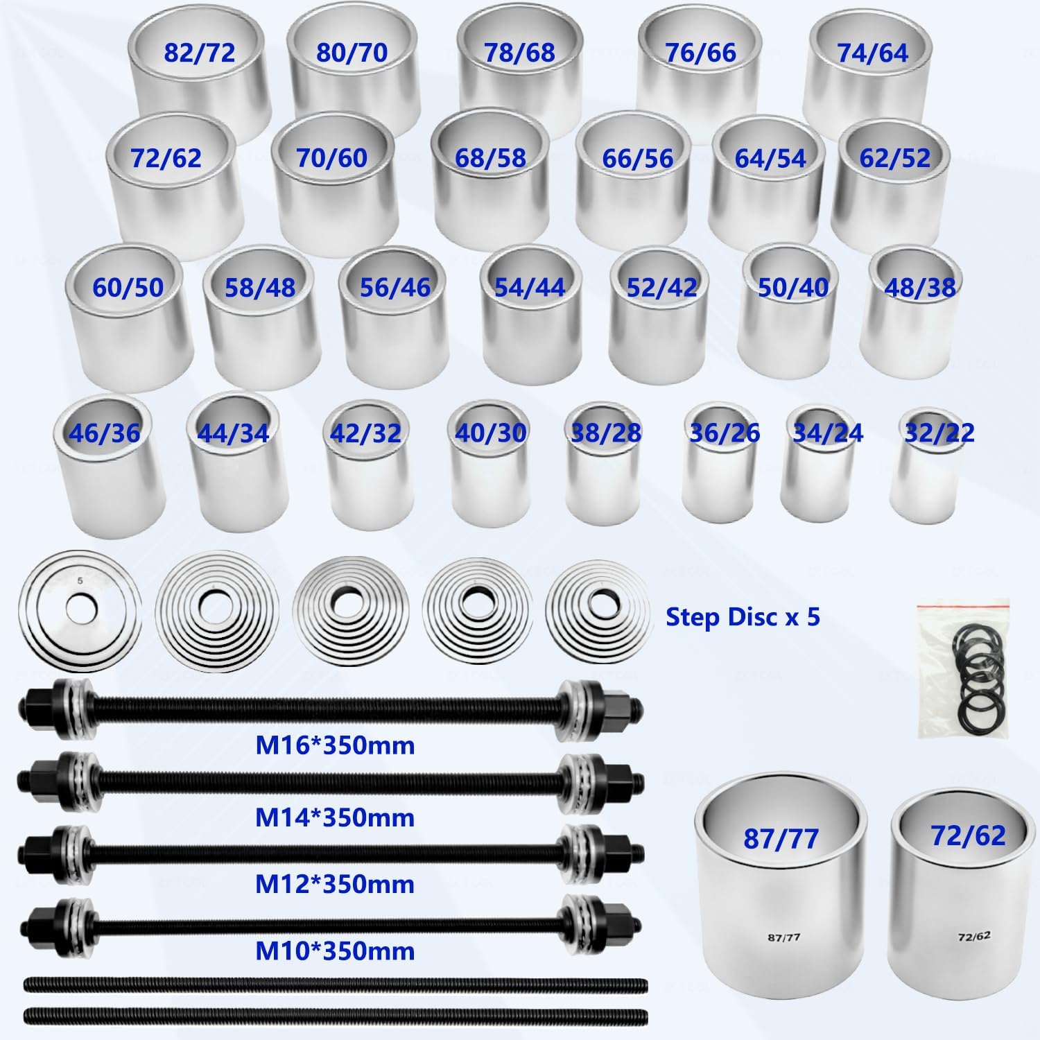 40Pcs Pull and Press Sleeve Kit, Bushing Press Kit for Most Engine Cars Vehicles, Universal Seal Bearing Bushing Removal Installation Tool Kit 4 Pulling Spindles with Nuts Case
