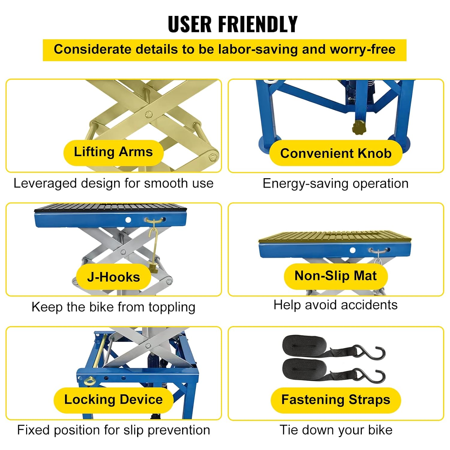 VEVOR Hydraulic Motorcycle Lift Table, 300LBS Hydraulic Motorcycle Scissor Jack, Portable Lift Table, Adjustable Motorcycle Lift Jack, Blue Motorcycle Lift Stand