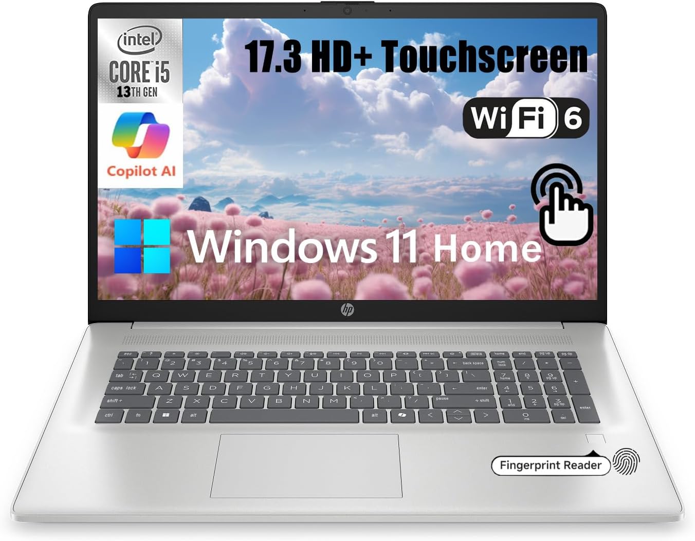 HP 17 inch Touchscreen Laptop Computer, 17.3' HD+ for Business, Intel 10-Core i5-1334U, Windows 11 Home, 32GB RAM 1TB SSD, Copilot AI-Ready, Fingerprint Reader, Numeric Keypad, Wi-Fi 6, w/Accessory