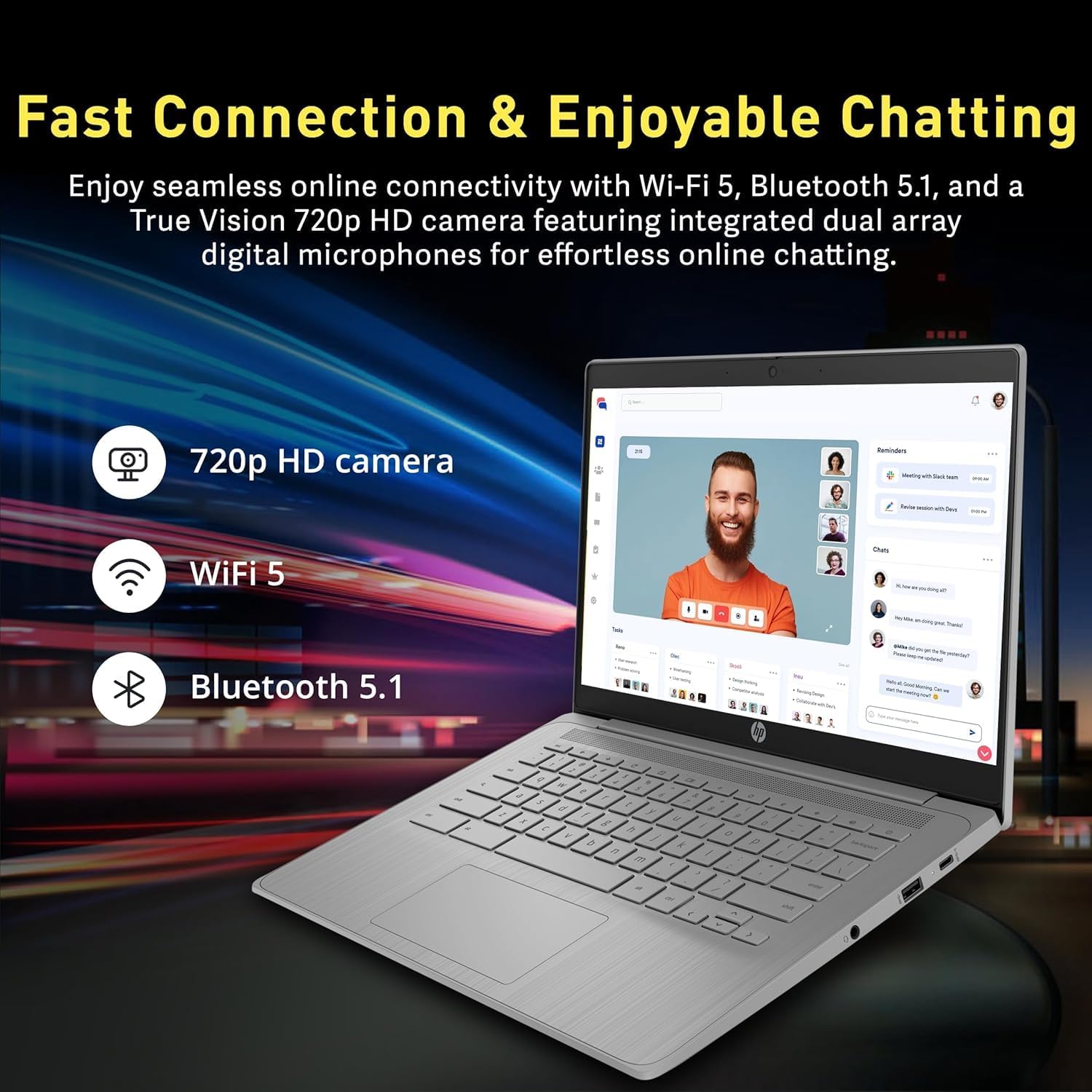 HP Chromebook 14' HD Flagship Laptop for Student Business, Quad-Core Celeron N4120 Processor, 4GB RAM, 192GB Storage (64GB eMMC + 128GB Card), Webcam, WiFi, Long Battery, Chrome OS+HubxcelAccessory