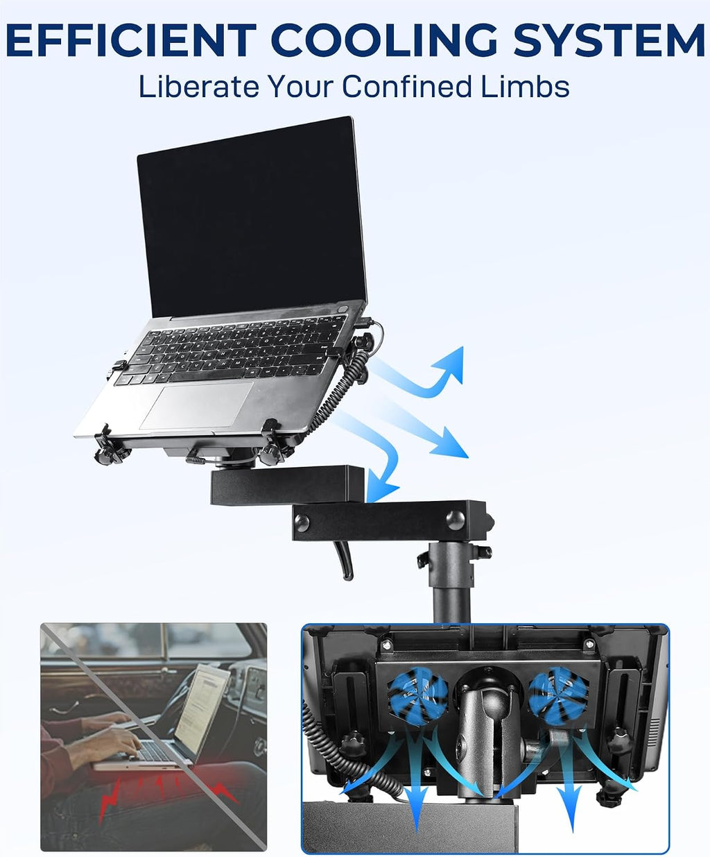 Truck Laptop Mount Fit for 2012-2025 Dodge Ram 1500 2500 3500 4500 5500, No-Drill Vehicle Computer Mount for Truck