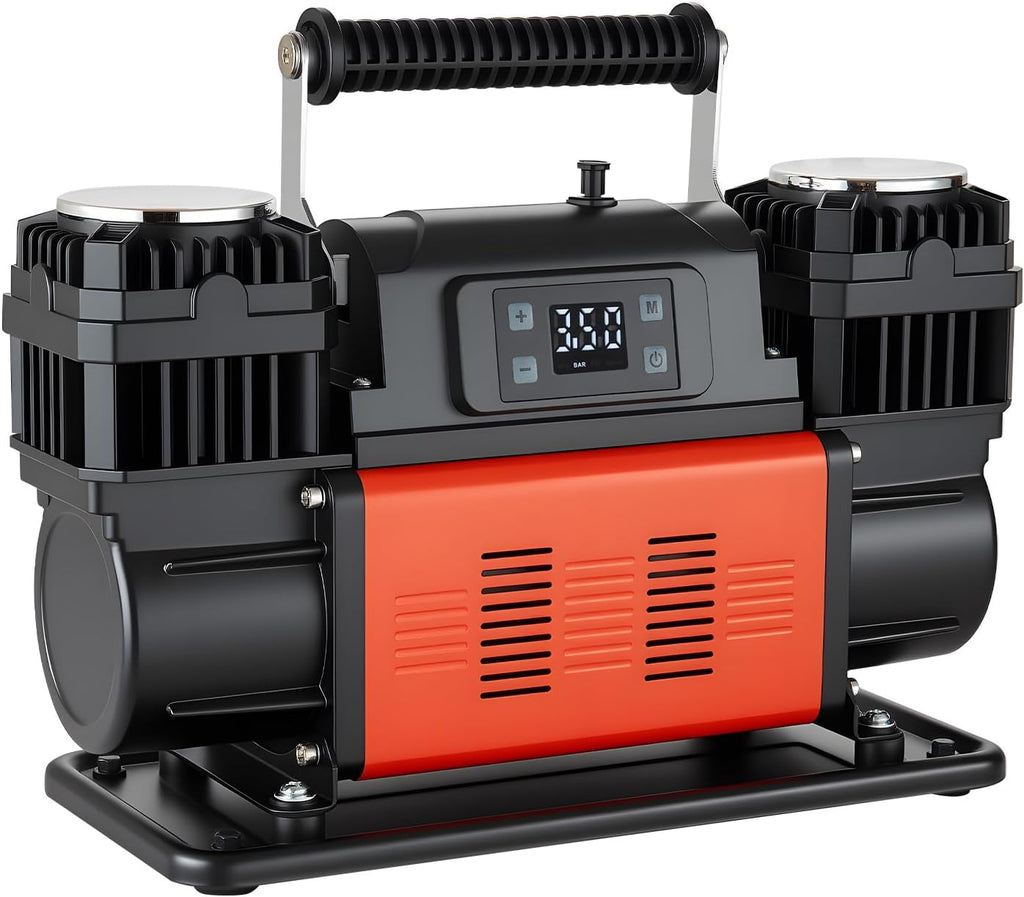 VEVOR Dual-Cylinder Heavy Duty Air Compressor, 10.6CFM Auto-Stop Portable Tire Inflator, 12V 150PSI Offroad Air Pump with LCD Digital Display & Adapters for Truck Car SUV 4 x 4 Vehicle RV