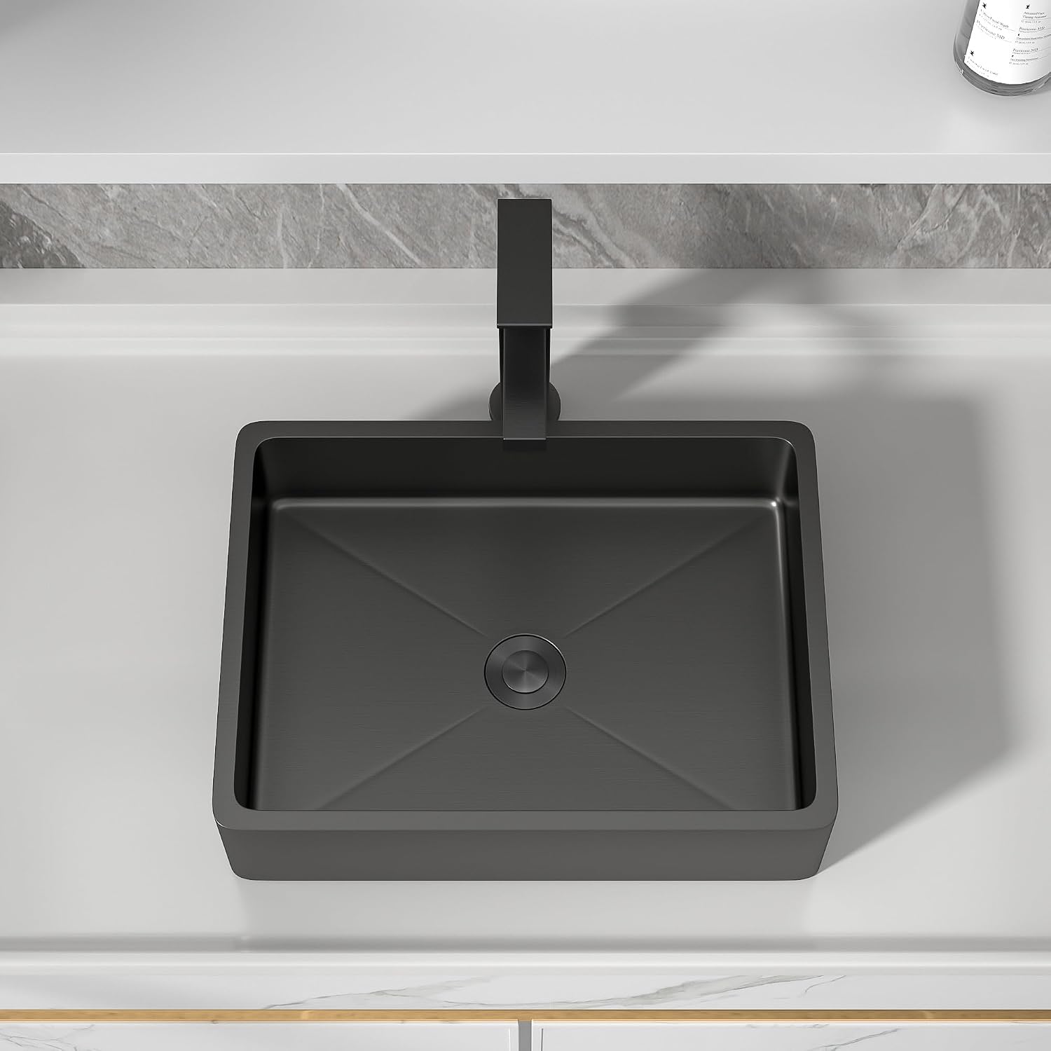 16'x12' Bathroom Vessel Sink Rectangular - Gunmetal Black NANO-PVD, 16 Gauge 304 Stainless Steel, Above Counter Rectangle Modern Vanity Lavatory Bath Sink Basin