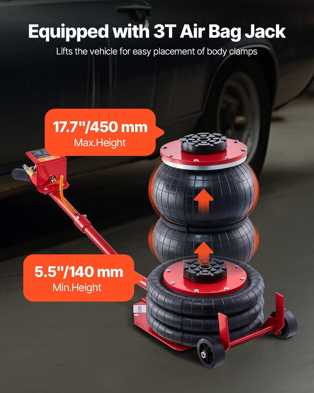 VEVOR Auto Body Frame Puller Straightener, 6T Tension Car Body Repair Equipment with 3T Airbag Jack & 6000PSI Hydraulic Foot Pump, Include 16 Straightening Tools, for Auto Repair Shop Sedan SUV Pickup