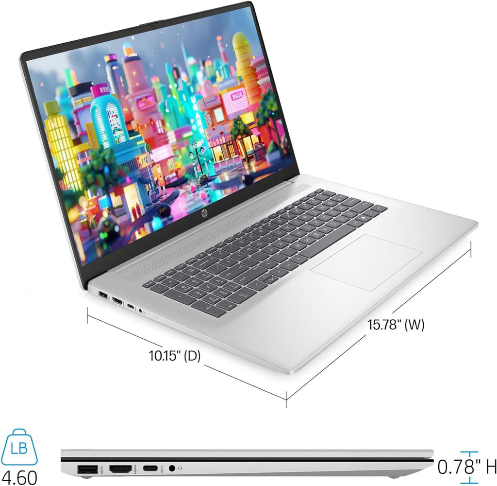 HP 2025 17 inch Business Laptop, 17.3' HD+ Touchscreen, Intel Core i5-1334U, Intel Graphics, 32GB RAM 1TB SSD, Numeric Keypad, Wi-Fi 6, HDMI, Fingerprint Reader, Windows 11 Home, Silver, w/Accessory