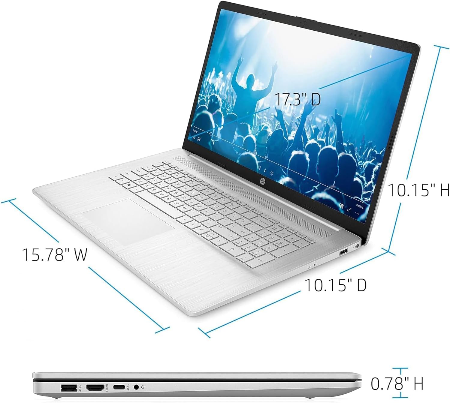 HP 17 Inch Laptop, AMD Ryzen 5 7430U 6-Cores Processor (Beats i7-1355U), 17' FHD (1080p) IPS Display, 16GB RAM, 1TB SSD, Wi-Fi 6, Windows 11 Pro, w/WOWPC Recovery USB