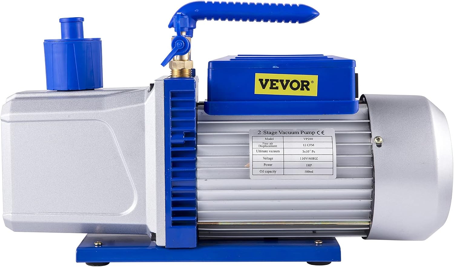 VEVOR Vacuum Pump 12 CFM 1 HP Double Stage Air Conditioning Vacuum Pump 110V Ultimate Vacuum Refrigerant HVAC Air Tool for Automobile Reparation Vacuum Evacuation