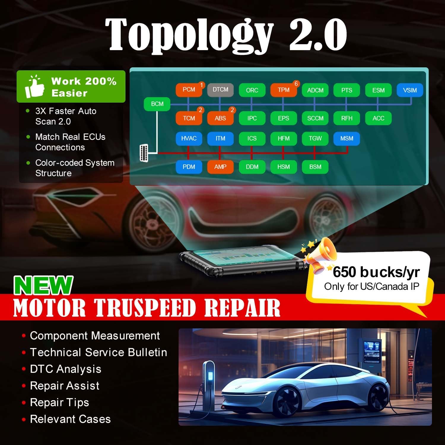 Autel MaxiSys Ultra EV OBD2 Diagnostic Scanner with EVDiag Box | High Voltage Battery Analysis, Motor TruSpeed Repair, ECU Programming, 5-in-1 VCMI, 40+ Reset, Upgrade from MS919 MS909