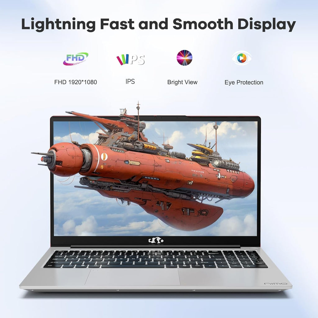 NIMO 15.6' FHD lPS-Business-Laptop, i5-12450H 8 Cores 8GB RAM 256GB SSD (Beat i7-11800H, Up to 4.4 GHz) Student Computer with 100W Type-C Fingerprint Backlit Keyboard WiFi-6 Numpad