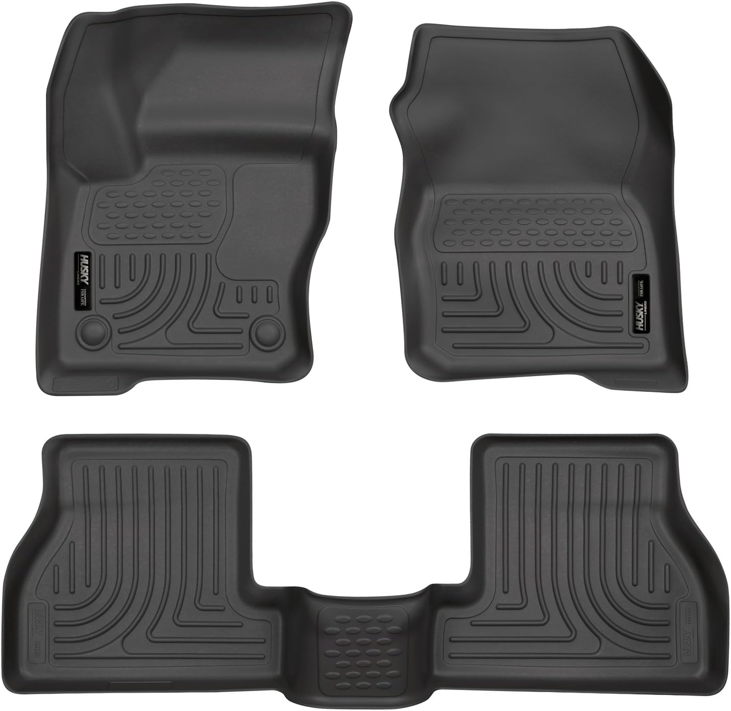 Husky Liners Weatherbeater Floor Mats | Fits 2012-2015 Ford Focus | Front & 2nd Row, 3-pc Black - 98771