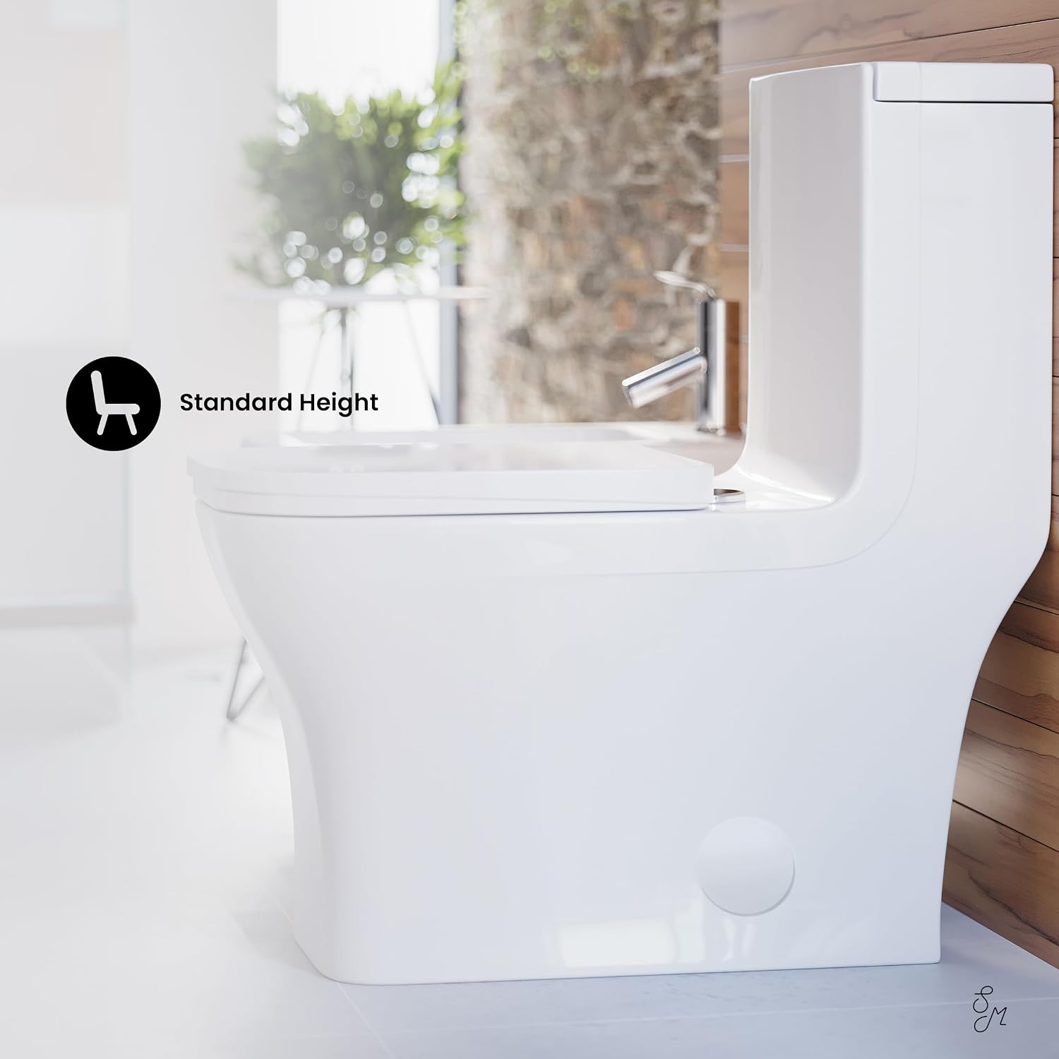 Swiss Madison SM-1T278, Concorde One Piece Square Toilet Dual Flush 1.1/1.6 gpf with 10' Rough In