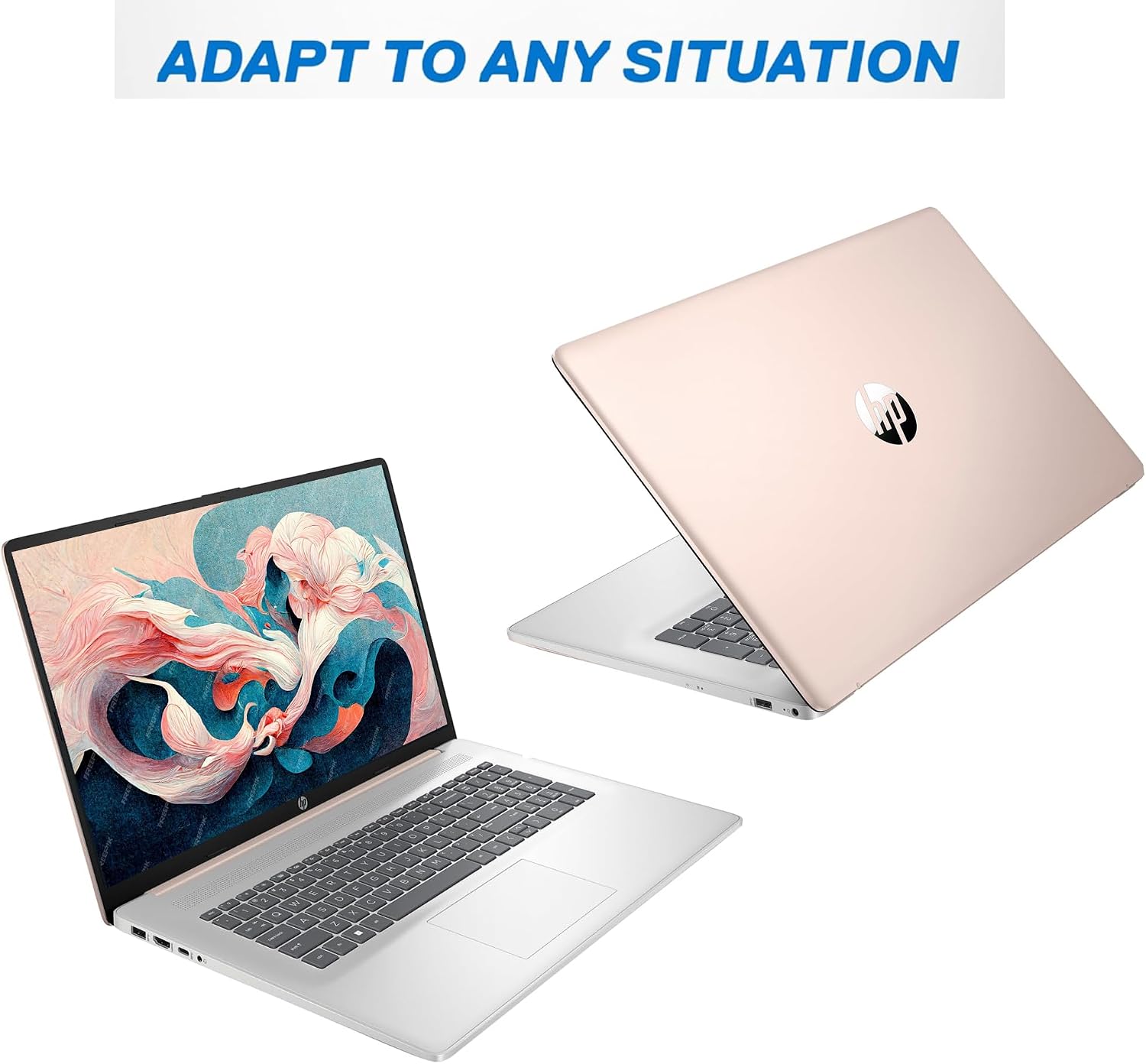 HP 17 Inch Touch Screen Laptop with Ultra-Fast Intel 10-Core i7-1355U CPU (5GHz), 32GB RAM, 1TB SSD, Backlit Keyboard, HDMI, USB-C, Windows 11 Home, Office 365 for The Web, Rose Gold