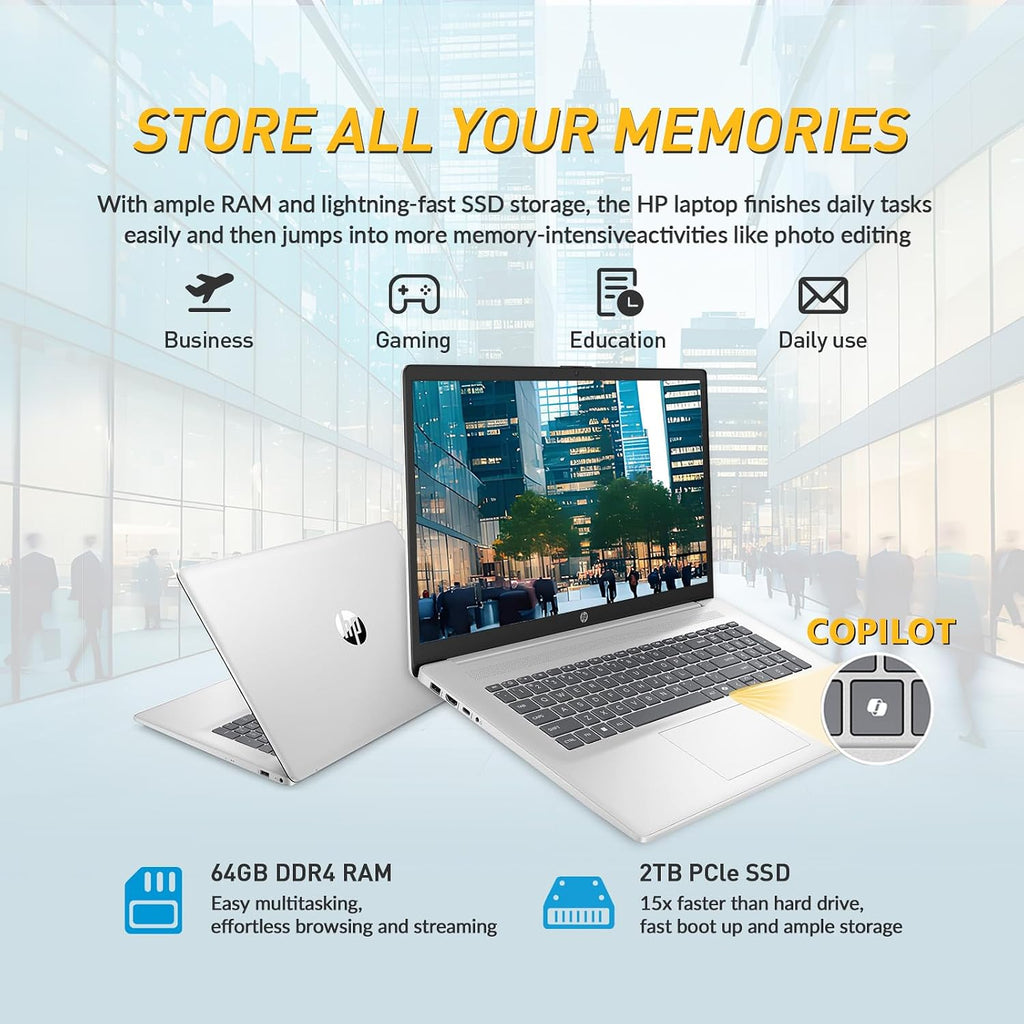 HP 17 Inch Laptop Touchscreen Computer, 17.3 HD+ Touch Screen Business Laptop, AMD Ryzen 5(6-Cores), Windows 11 Pro, 10-Key Number Pad, 32GB RAM 2TB SSD