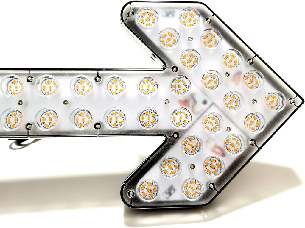 CFLMYYXGS 640 LED Arrow Signal Light Bar 12V-24V Waterproof Amber Strobe for Construction Vehicles Sweepers Water Carts Wreckers High-Intensity Double-Layer PCB Left+Right Arrows with Control Box