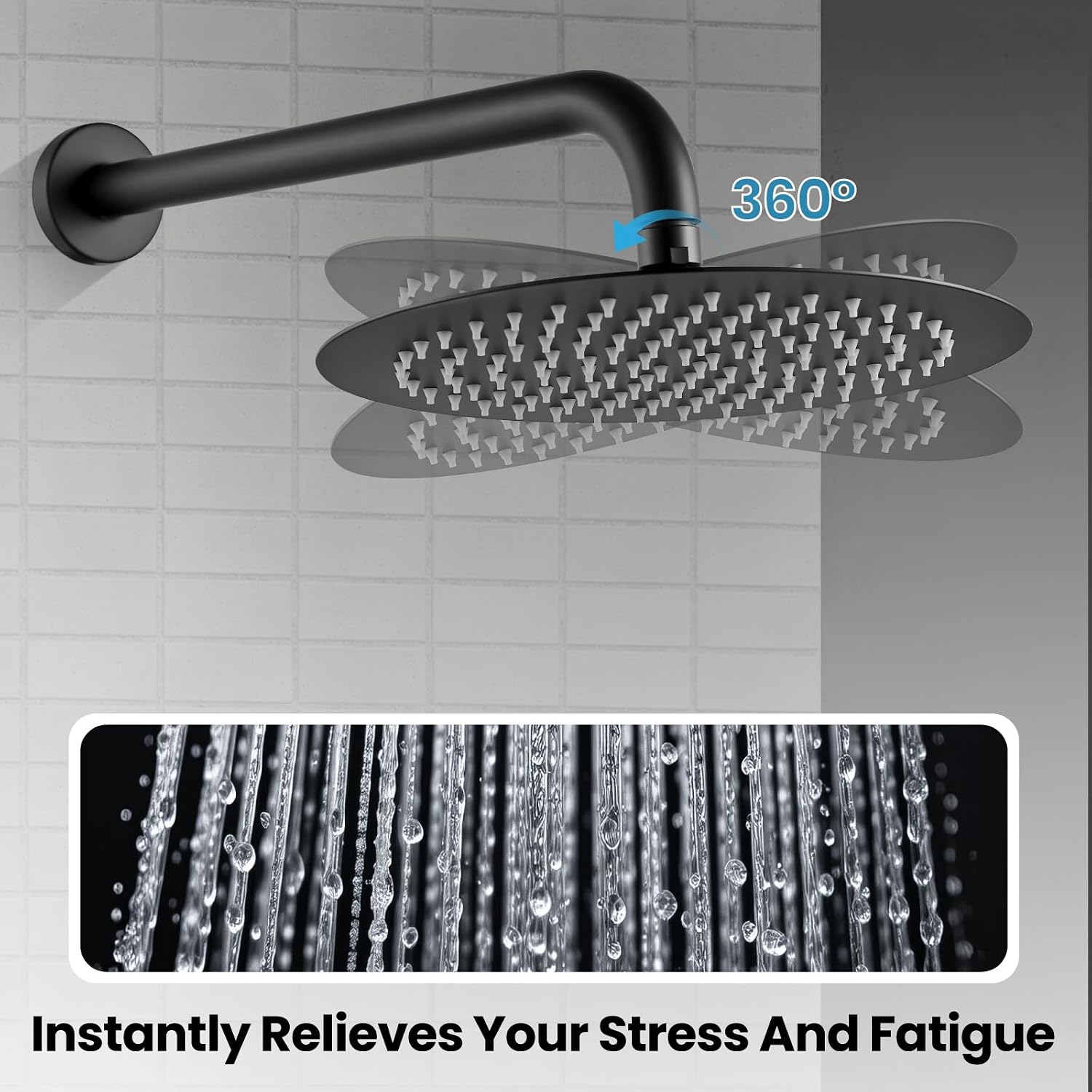 Airuida Shower Faucet Set, Bathtub Faucet Set with 10 Inch Rain Shower Head and Valve,2 Functions Tub Shower Faucet Set for Bathroom-Matte Black