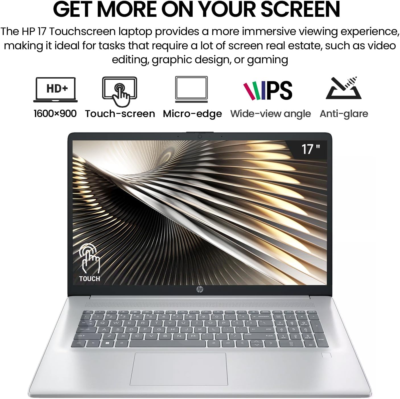 2026 HP 17 Inch Laptop Touchscreen Computer, 17.3' HD+ Touch Screen Business Laptop PC, 13th Gen Intel Core i7, Windows 11 Pro | Backlit Keyboard 10-Key | Fingerprint | Type-C | 32GB RAM 2TB SSD