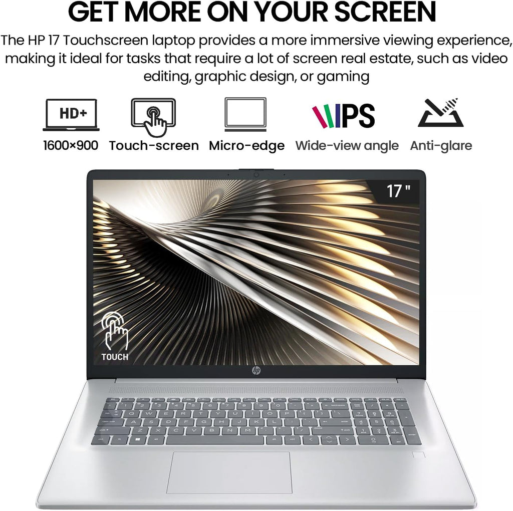 2026 HP 17 Inch Laptop Touchscreen Computer, 17.3' HD+ Touch Screen Business Laptop PC, 13th Gen Intel Core i7, Windows 11 Pro | Backlit Keyboard 10-Key | Fingerprint | Type-C | 32GB RAM 1TB SSD