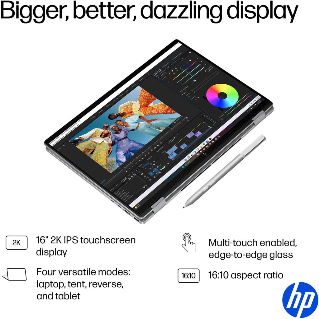 HP 2025 New Envy x360 2-in-1 Laptop, OmniBook X Flip 16' Touchscreen 2K IPS Display, AMD Ryzen AI 5 340, 16GB LPDDR5X RAM, 2TB Gen 4 SSD, Copilot AI, WiFi 6E, w/Mytrix Accessory, Win 11 Pro