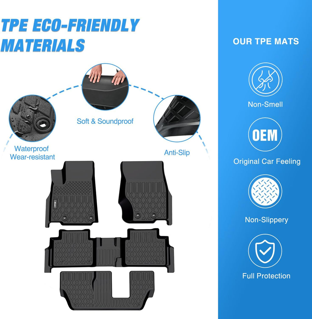 Nilight TPE Floor Mats for Jeep Grand Cherokee L 7-Passenger 2021 2022 2023 2024 2025 2026,All Weather Custom Fit Heavy Duty Floor Liners