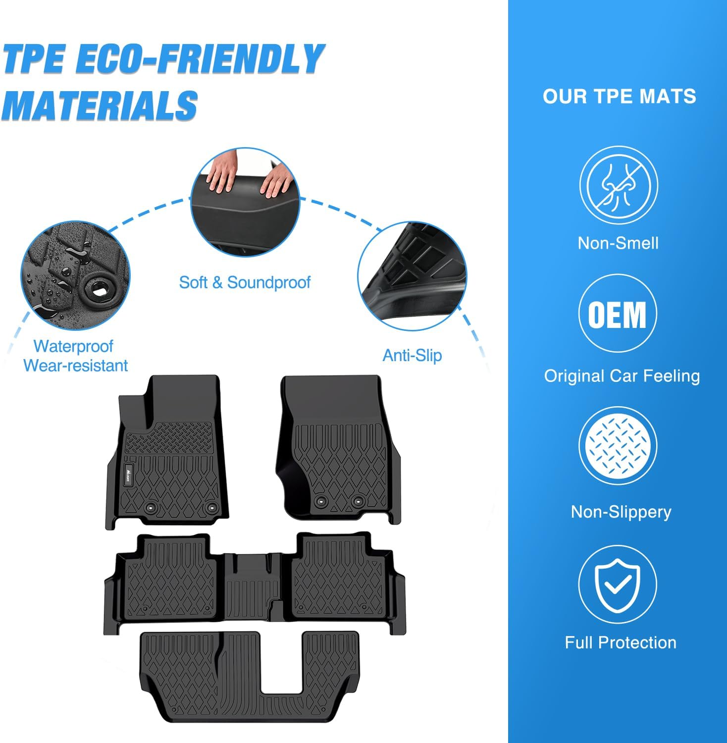Nilight TPE Floor Mats for Jeep Grand Cherokee L 7-Passenger 2021 2022 2023 2024 2025 2026,All Weather Custom Fit Heavy Duty Floor Liners