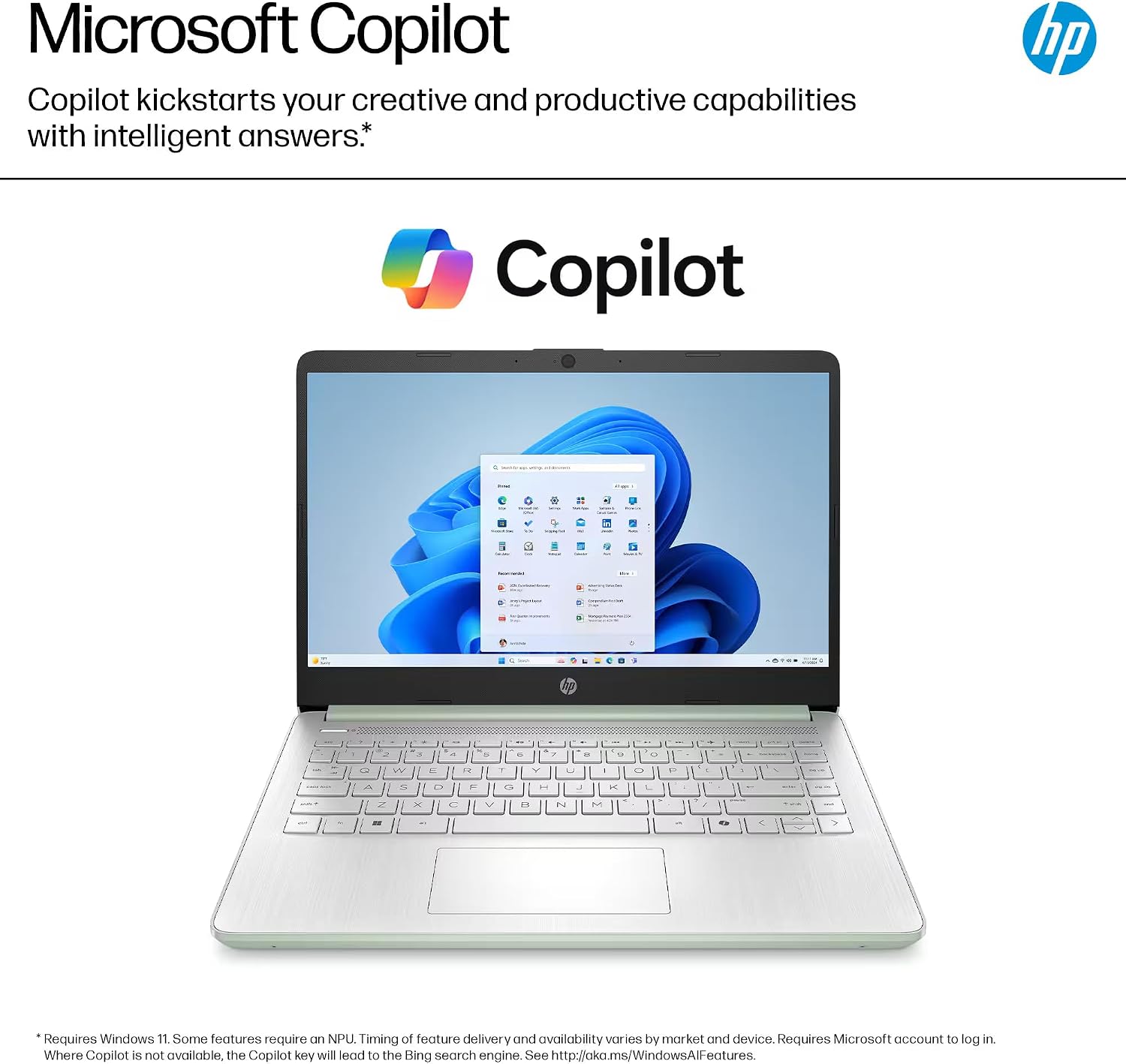 HP 14 Laptop Computer 2025 Ultra Light, AI Copilot Student Business, Quad-Core Intel, 16GB RAM, 628GB Storage (128GB UFS+ 500GB Ext), 1 Yr Office 365, 12 Hr Battery MarxsolAccessory Win 11S, Green