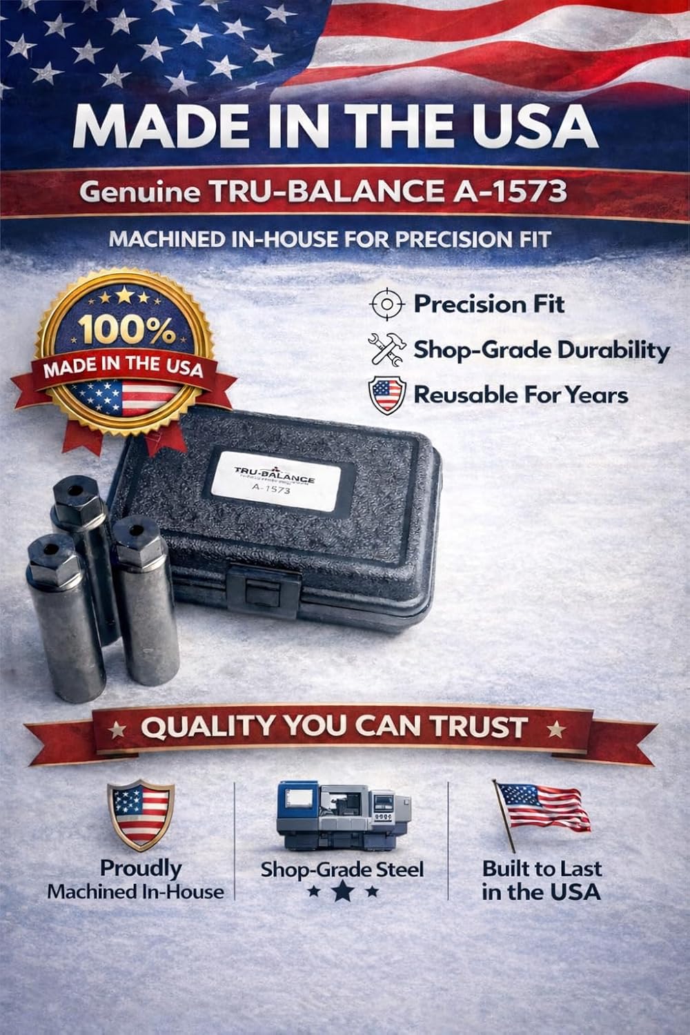 TRU-BALANCE A-1573 Wheel Centering Tool Set for Semi Trucks, Drive & Steer Axles, Eliminates Vibration & Uneven Tire Wear
