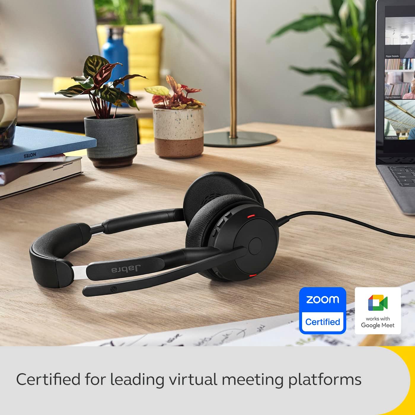 Jabra Evolve2 50 Wired Stereo Headset - with AirComfort Technology, Noise-Cancelling Mics & Active Noise Cancellation - Works with All Leading UC Platforms Such as Zoom & Google Meet - Black