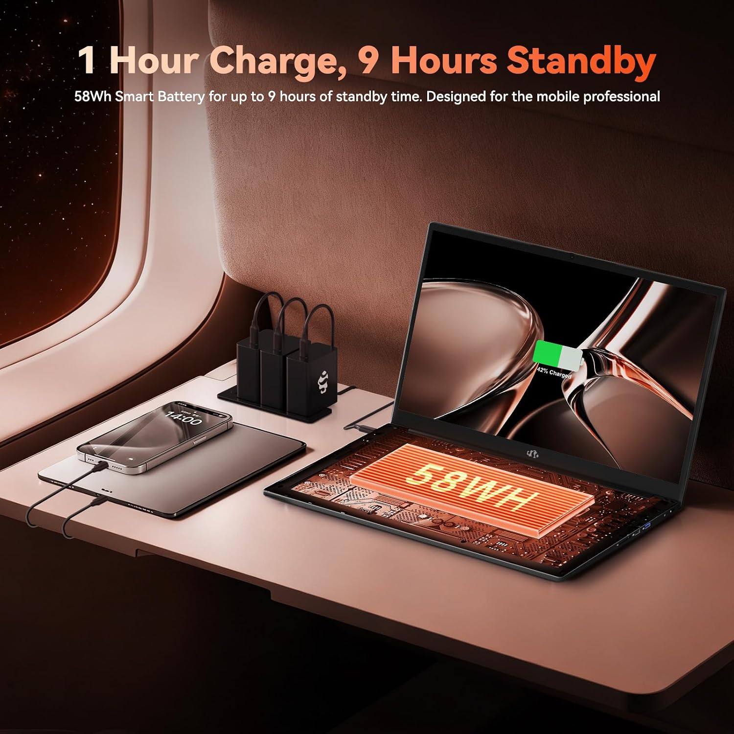 NIMO 17.3' Laptop, AMD Ryzen 7 7735HS (8C/16T, up to 4.75GHz), 16GB DDR5 RAM, 2TB PCIe 4.0 SSD, 100W PD Fast Charging, FHD Anti-Glare Display, Fingerprint, Backlit KB w/Numpad, WiFi 6, Win 11
