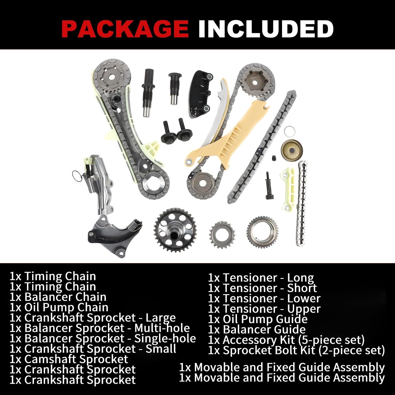 Engine Timing Chain Kit 4.0L Fit for Explorer 1997-2009 for Ranger B4000 2001-2009 for Mustang 2005-2009 Fit for Mountaineer 1998-2009 Car Replacement Parts Replace 4L2Z-6M290-AA F77Z-6268-AB