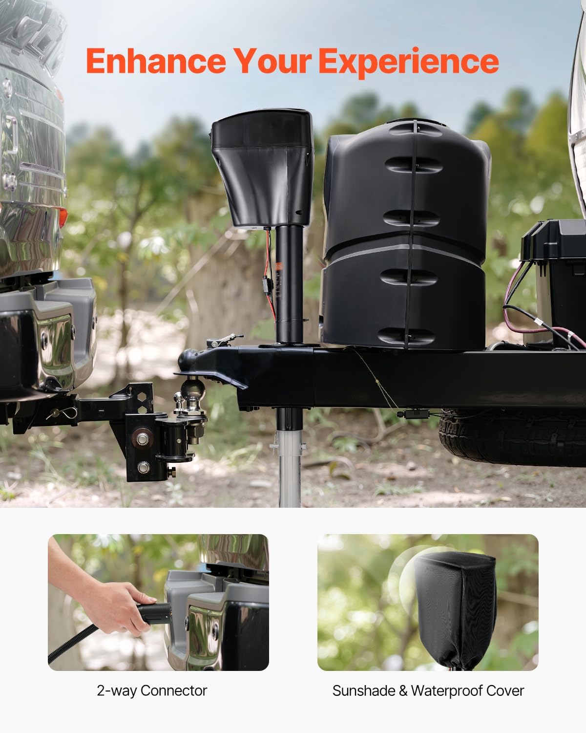 VEVOR Electric Trailer Jack, 5000 lbs, Heavy Duty RV Electric Power Tongue Jack with 2 Way Connector, Manual Crank Handle & Weatherproof Jack Cover, 10'-28.3' Lift, for RVs, Trailers & Campers, Black