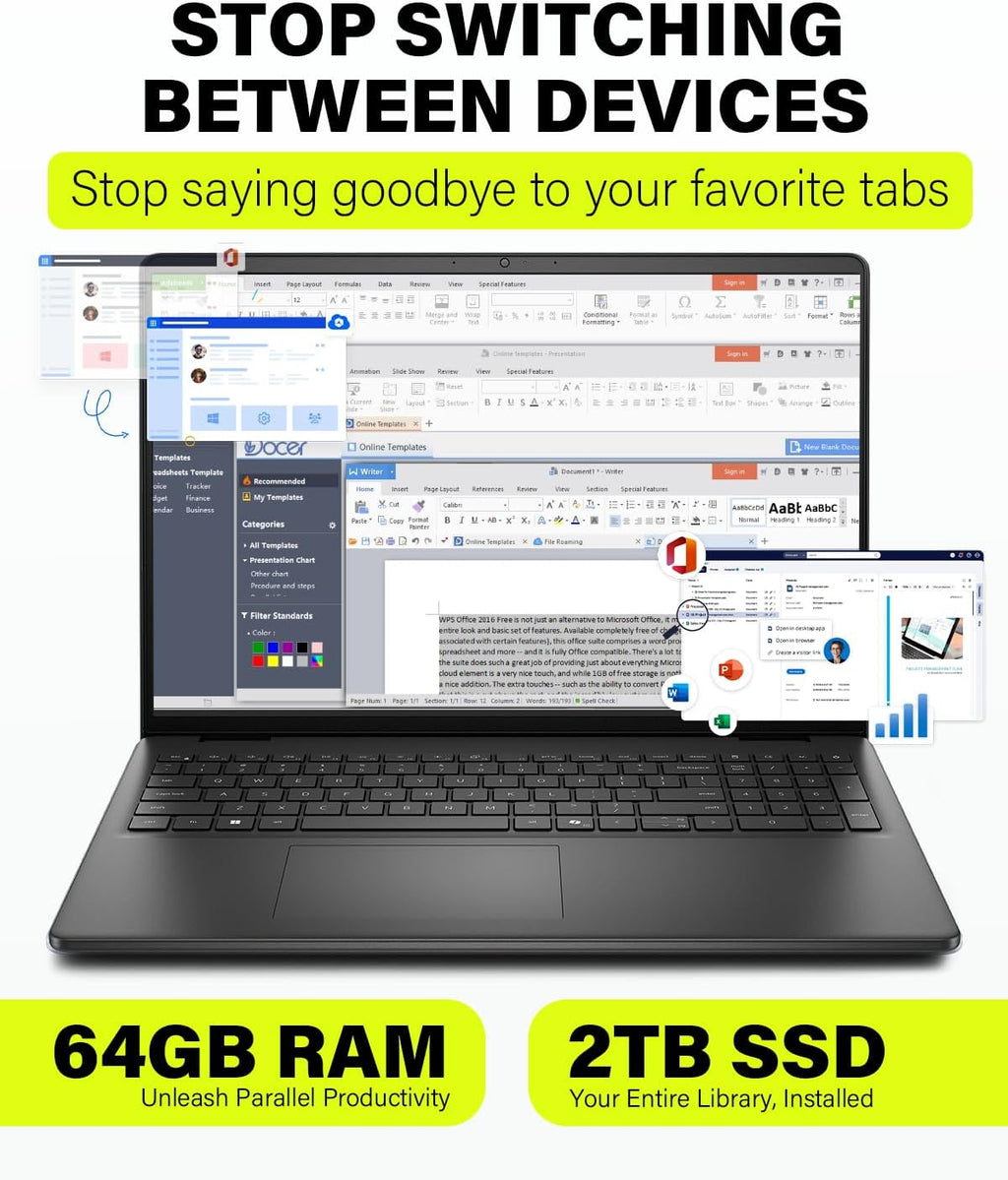 Dell 16 inch Touchscreen Laptop Computer(2025), 16:10 2K FHD+Touch, Intel 10-Core 7 150U(up to 5.4 GHz), Backlit Keyboard, Copilot AI, Windows 11 for Business & Study, 64GB DDR5, 4TB SSD