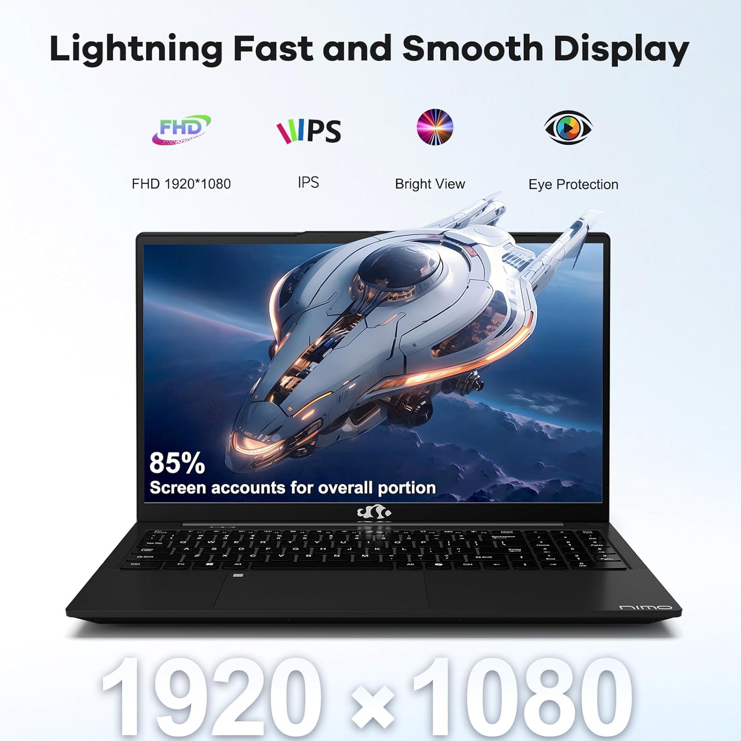 NIMO 15.6' FHD-IPS-Laptop, Intel i5-12450H 8 Cores 16GB RAM 1TB SSD (Beat i7-11800H, Up to 4.4 GHz) 100W Type-C Fingerprint Backlit Keyboard for Professionals & Students Office, Study & Travel