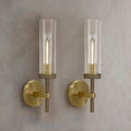 Knurled Wall Sconces Set of Two, Brass Wall Sconce Lights, 14' Gold Bathroom Wall Sconces, Glass Linear Sconce Wall Lighting, Vanity Lights Bathroom Light Fixture Wall Lights for Living Room