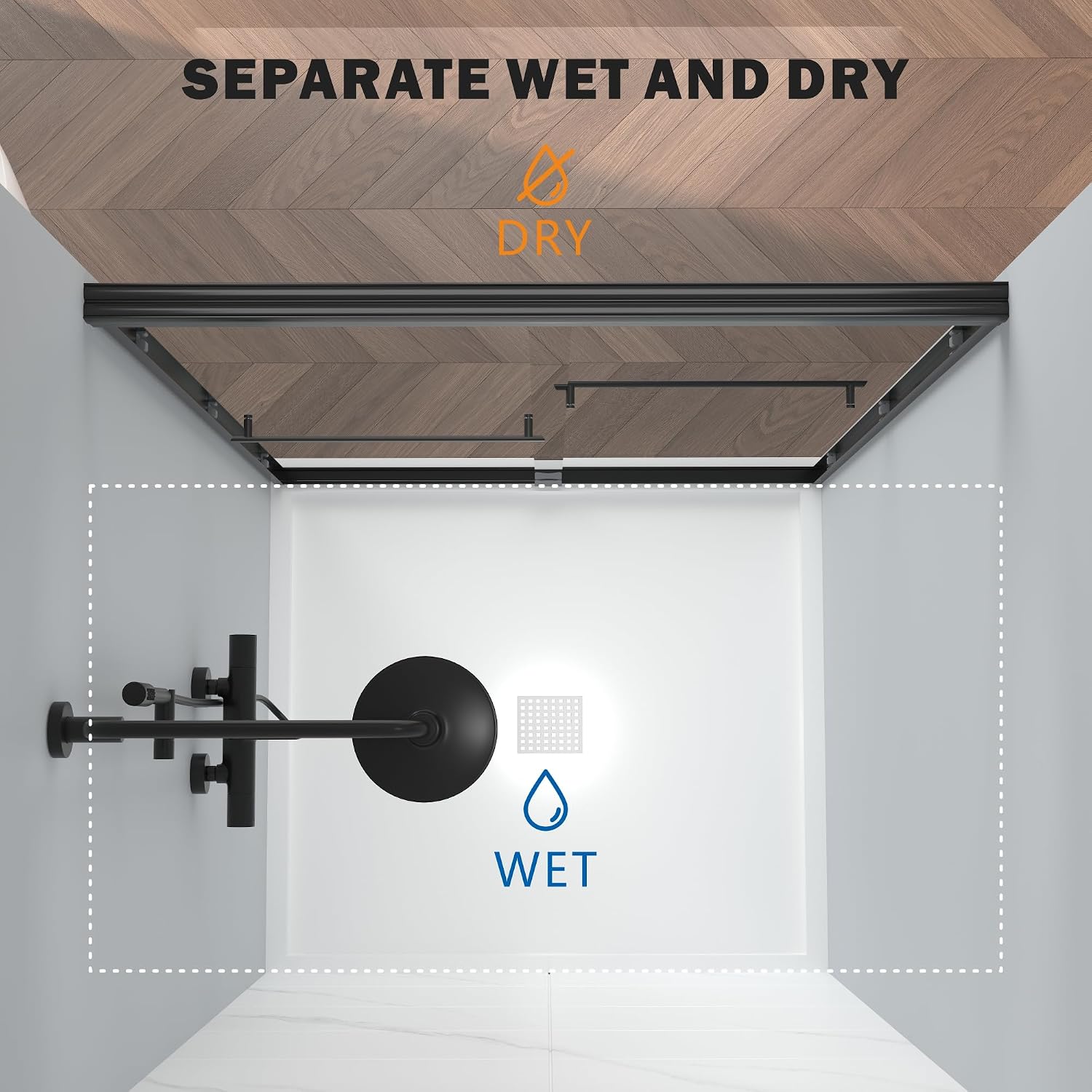 ENSO SENKA 44-48' W x 72' H Semi-Frameless Bypass Sliding Shower Door, Easy-to-Clean Treated Clear Tempered Glass, Matte Black