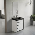 Dowell 24'Single Bathroom Vanity Set- Freestanding Glossy White Vanity with Black Accents,Matte Black Resin Basin,Three Soft-Close Drawers-024 24 21V/2418BPBL