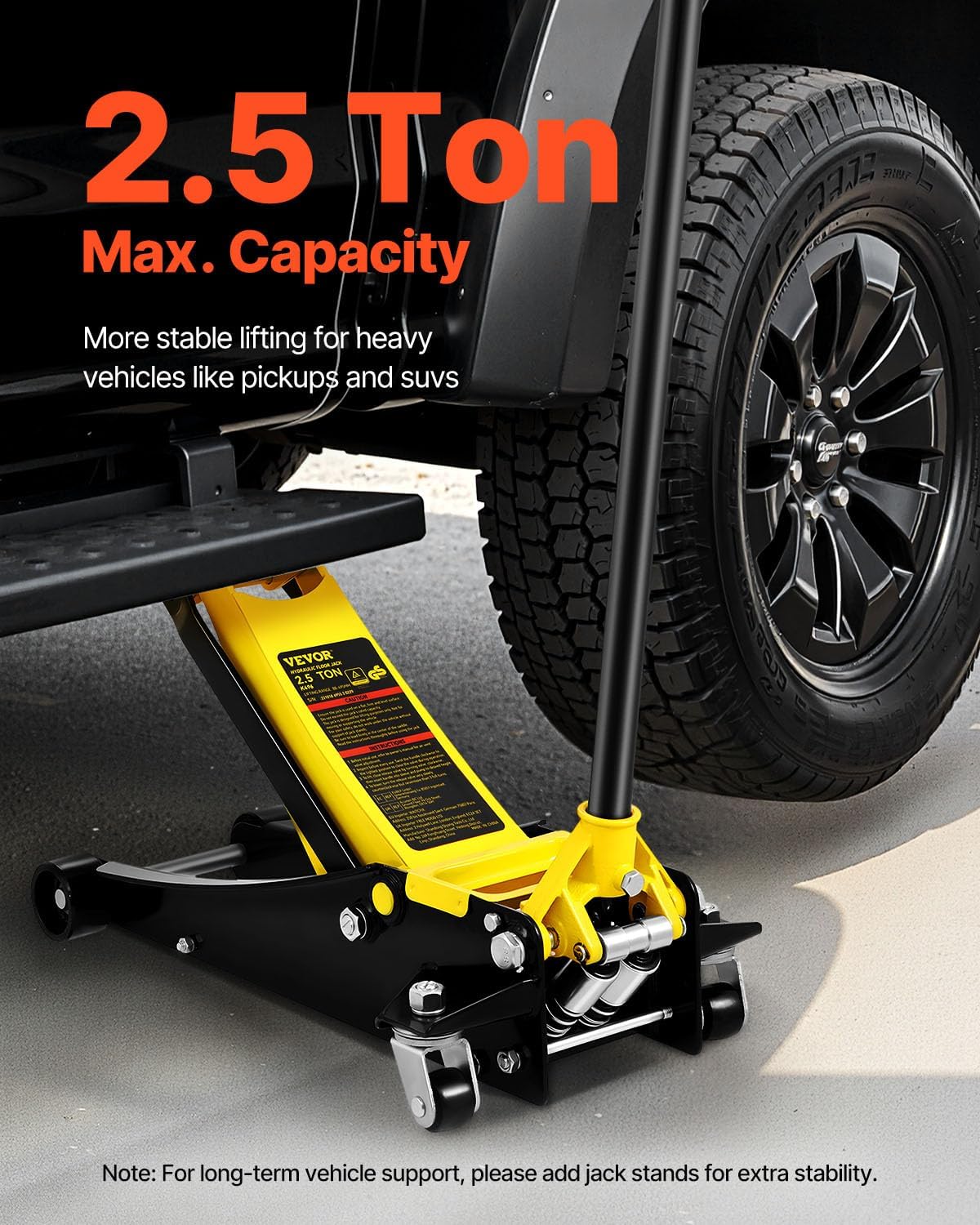 VEVOR 2.5 Ton Low Profile, Heavy-Duty Steel Racing Floor Jack with Dual Pistons Quick Lift Pump, Lifting Range 3.64'-19.49'
