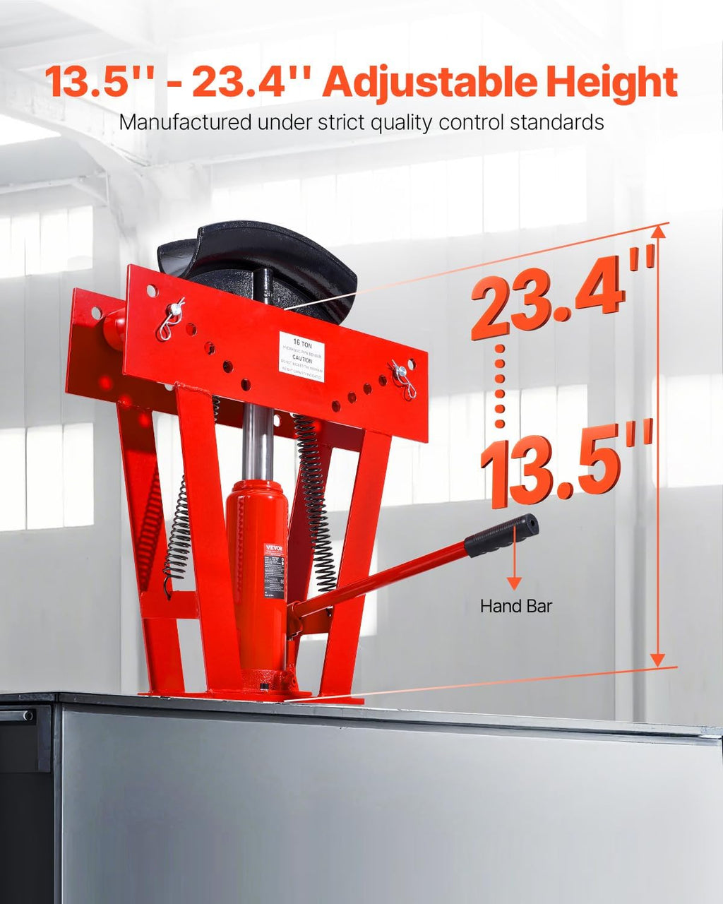 VEVOR Hydraulic Pipe Bender, 16 Ton Manual Copper Exhaust Pipe Bending Machine with 8 Dies (1/2' - 3') and 90-180° Adjustable Rollers, Heavy-Duty Pipe Tube Bender for Piping Railing Construction