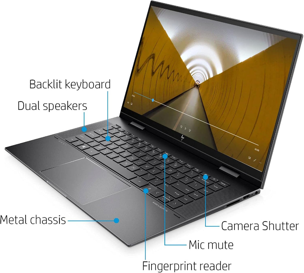 HP Envy X360 2-in-1 15.6 Inch FHD Touchscreen Laptop, AMD Six-Core Ryzen 5 5500U (Beat i7-7500U), 12GB RAM, 512GB PCIe SSD, Backlit Keyboard, Fingerprint Reader, Windows 10