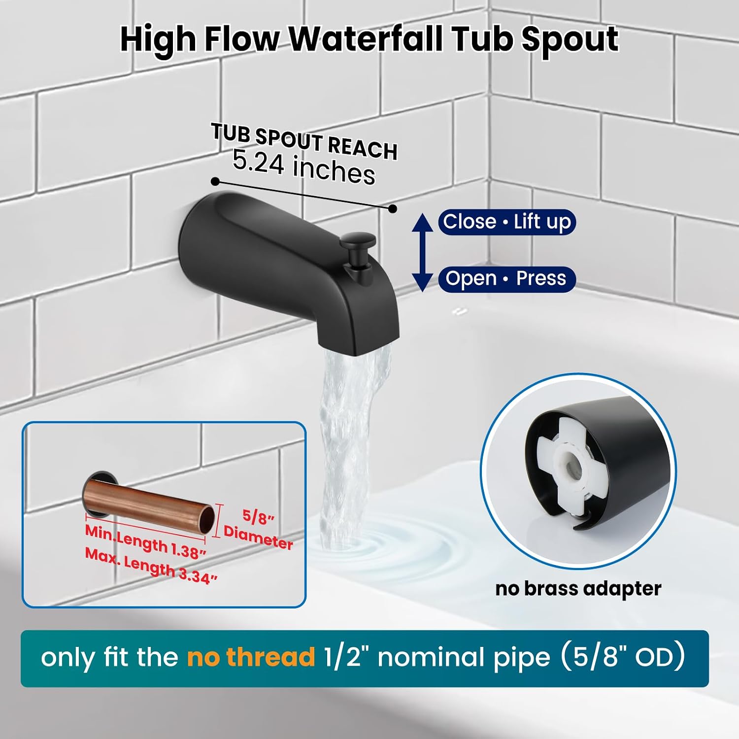 gotonovo 2 Handle Tub Shower Faucet Set Bathtub and Shower Faucet Combo Dual Shower Head and Handle Set Tub Shower Trim Kit Shower System with Tub Spout Wall Mount Matte Black