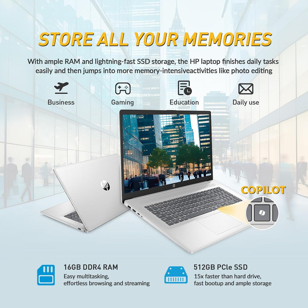 HP 17 Inch Touchscreen Laptop Computer, 17.3' HD+ Touch Screen Business Laptop, AMD Ryzen 5 (6-Cores), 16GB RAM 512GB SSD, Windows 11 Pro, 10-Key Number Pad
