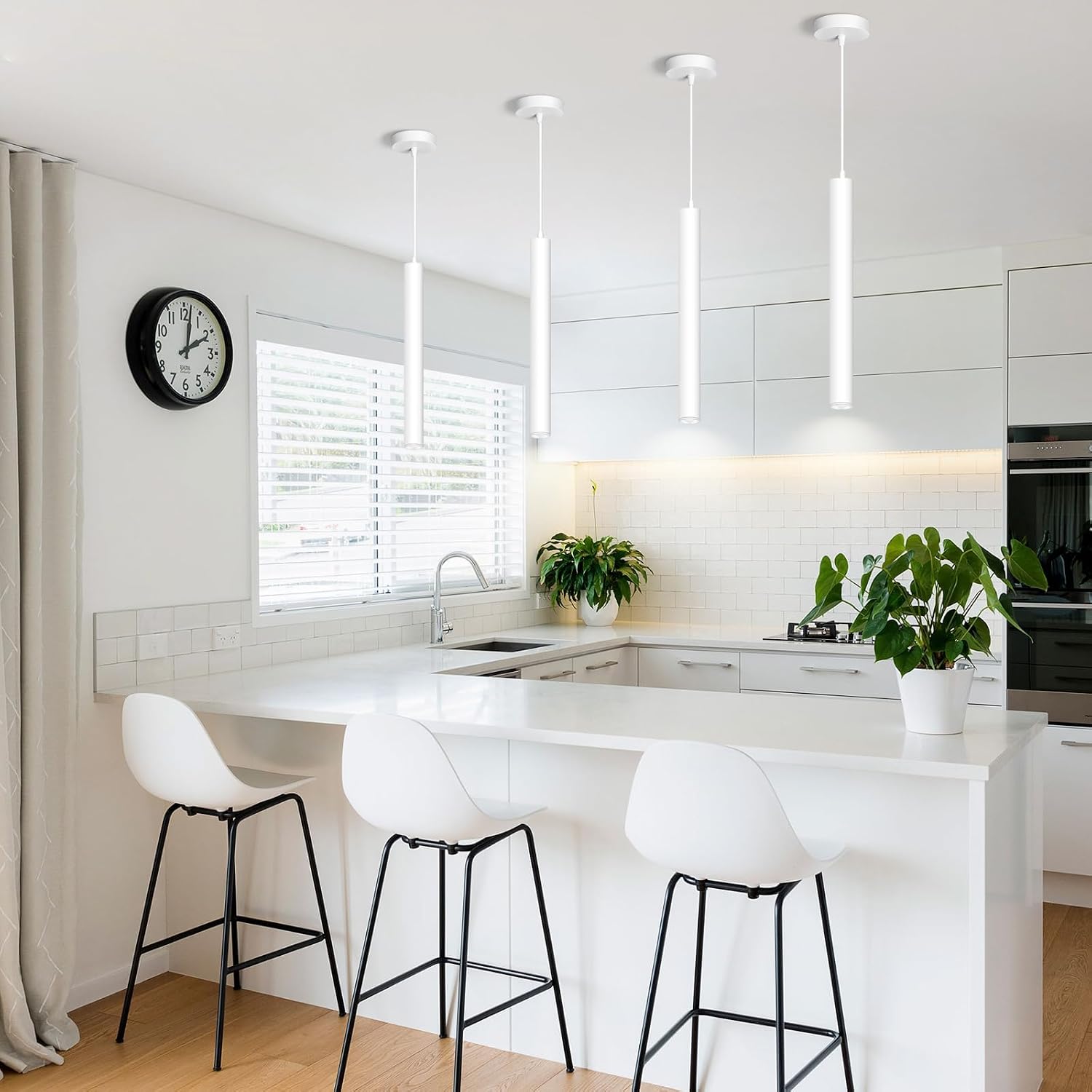 OKELI Modern Pendant Lights 4000K White LED Dimmable Pendant Light Fixtures Pendant Lighting for Kitchen Island,Bar,Bedroom, 15.7inch, 10W, ETL, 3Pack