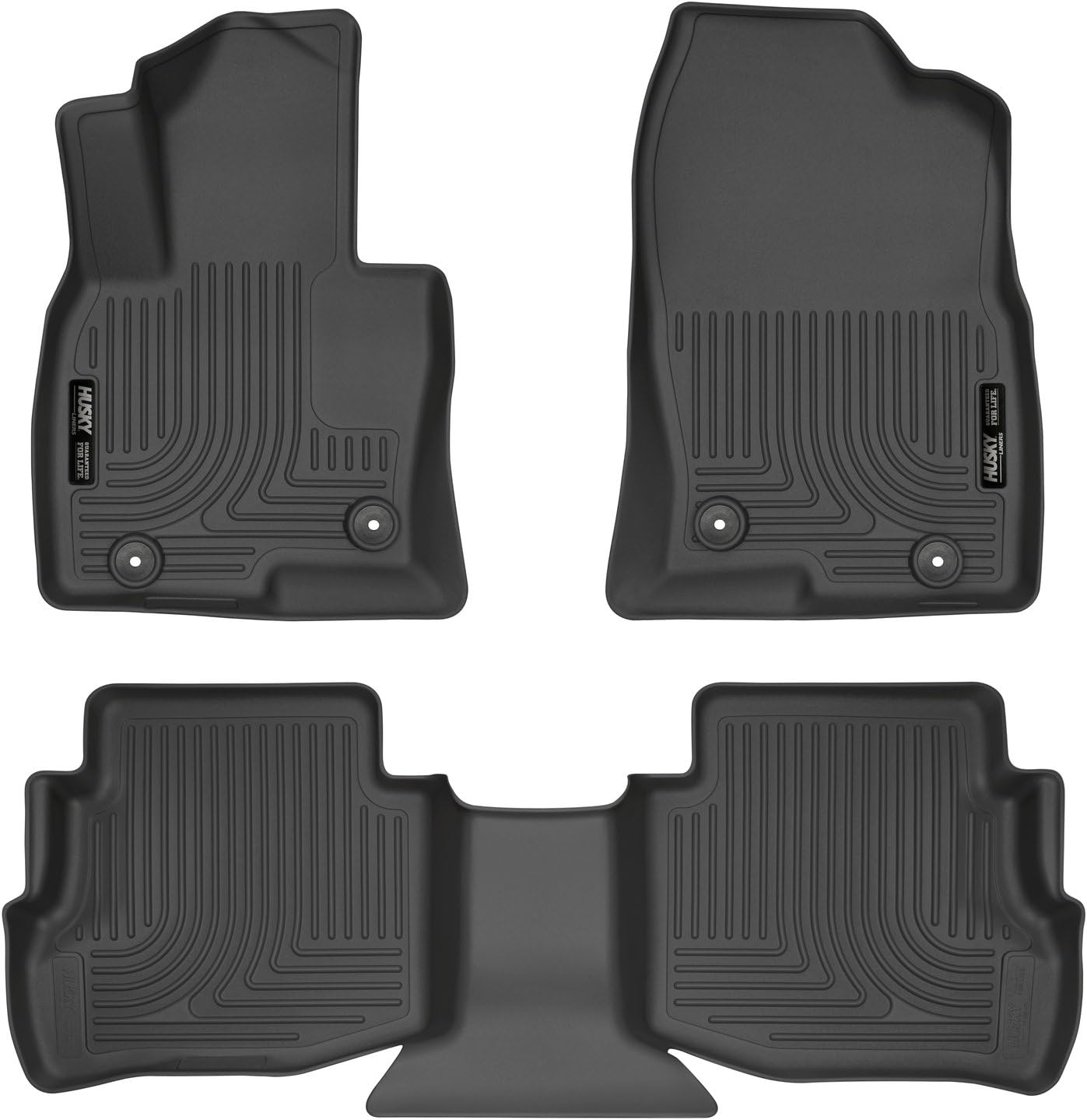 Husky Liners Weatherbeater Floor Mats | Fits 2016-2023 Mazda CX-9 | Front & 2nd Row, 3-pc Black - 95611