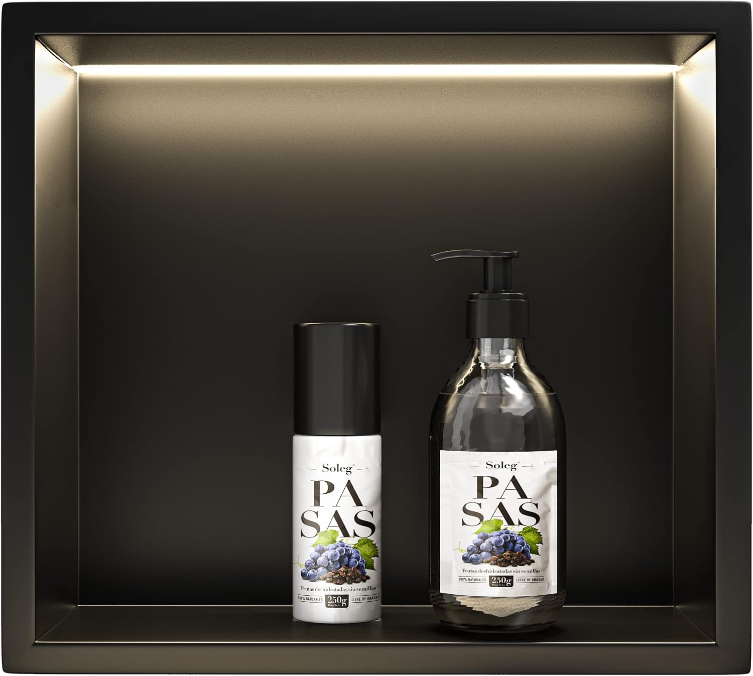 Led Shower Niche 12' X 12' Matte Black 304 Stainless Steel with Lighting Waterproof No Tile Need Shower Shelf for Bathroom Recessed Wall Niche