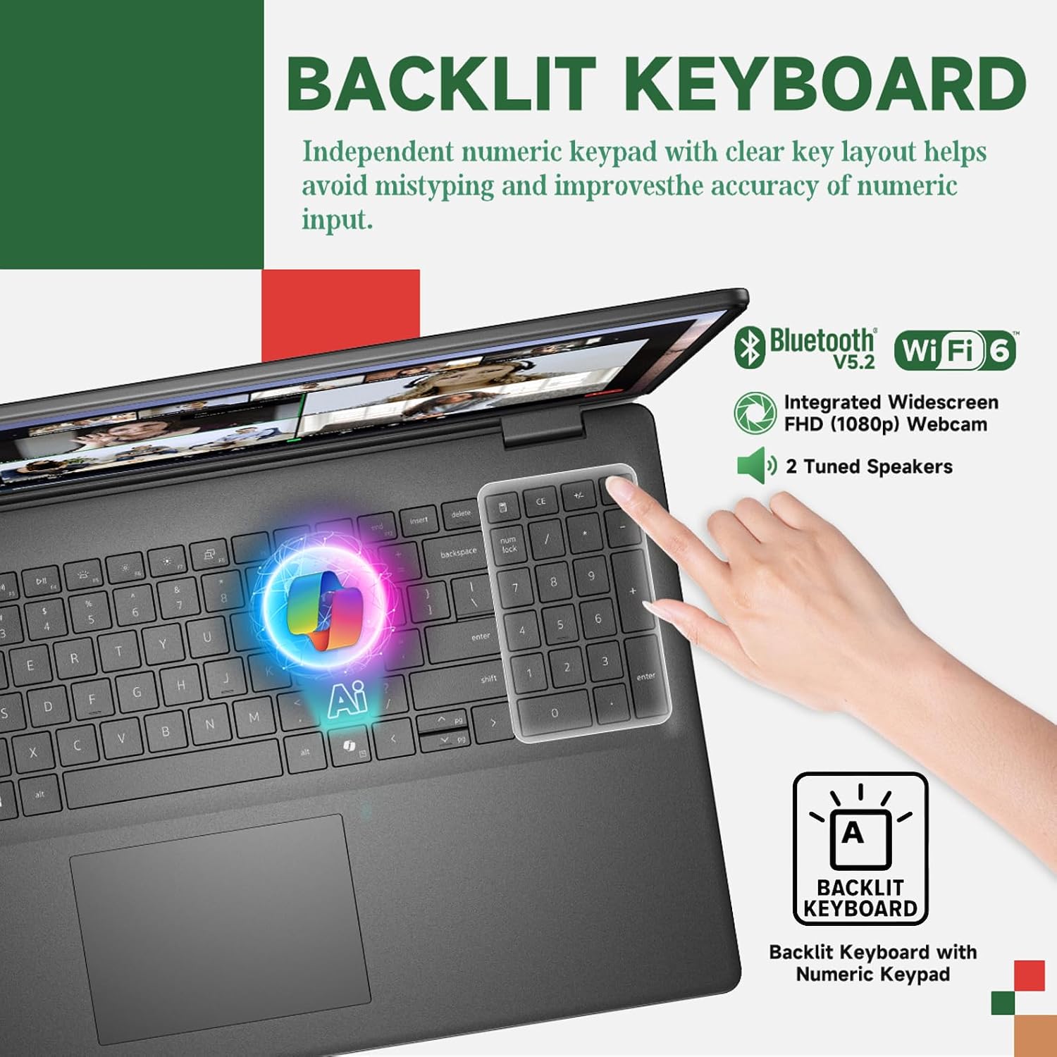 Dell 16 Touchscreen Laptop Computer - Intel 10-Core 7 150U (up to 5.4 GHz), 32 GB DDR5 RAM, 2 TB SSD, 16' FHD+ Touch Display, Backlit KB, Wi-Fi 6, Copilot AI, Windows 11 Pro, Black