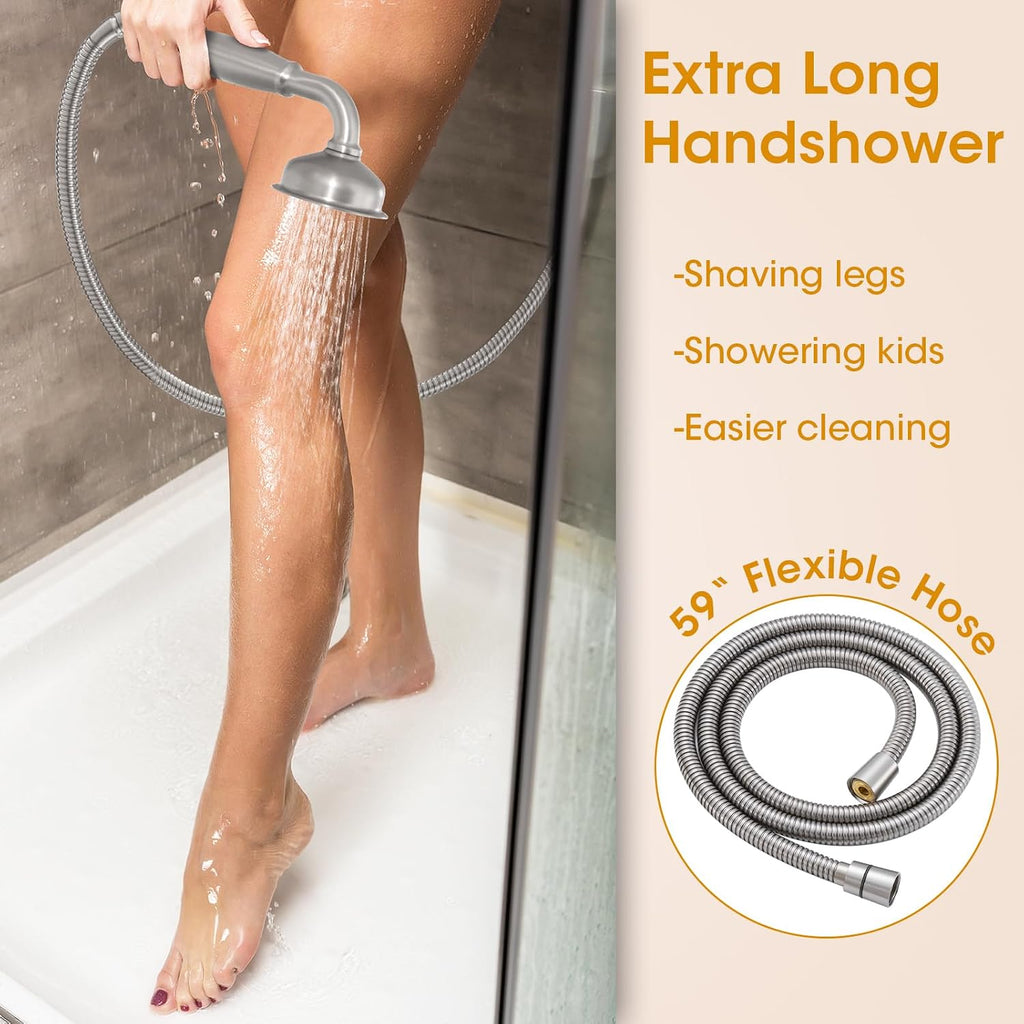 Antique Shower Head with Handheld Spray Combo, Brushed Nickel Rain Shower System with Rough-in Balance Pressure Valve, 9 inch Bathroom Luxury Rain Fall Shower Head Wall Mount Round, (B2312-BN)