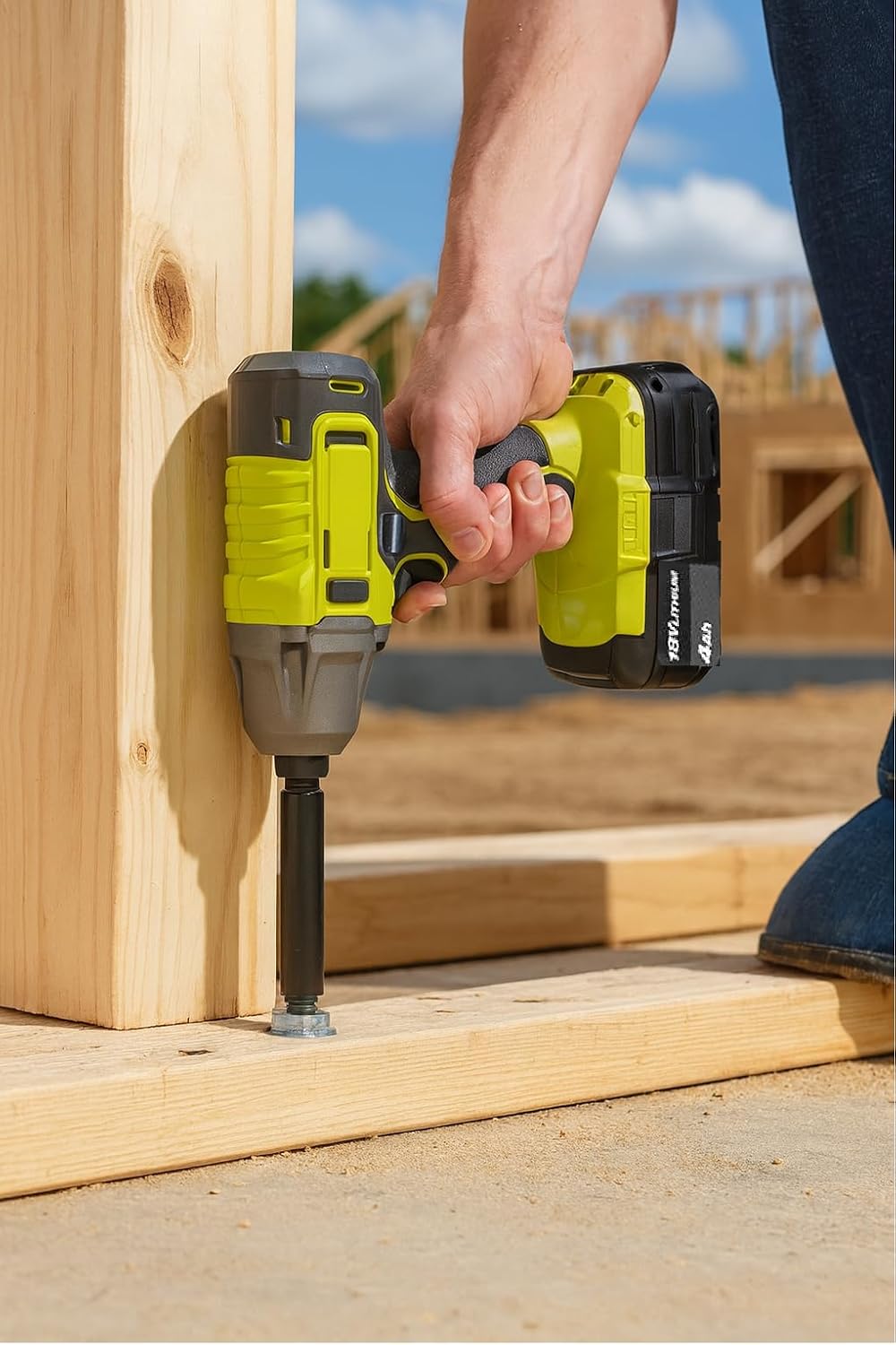 18V Cordless 1/2 in. Impact Wrench Kit with 4.0 Ah Lithium-Ion Battery & Charger, 375 ft./lbs. Torque, 3,100 IPM, Variable Speed 0–2,700 RPM, LED light – Compatible with Ryobi Tools