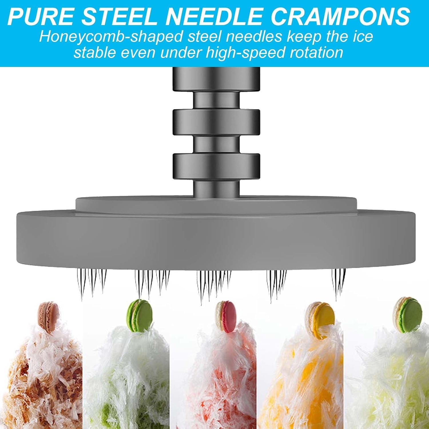 Large Capacity Ice Shaver Machine,Adjustable Thickness by Knobs,Automatic Snowflake Ice Maker,2400G Ice Bucket with Lid,Yellow