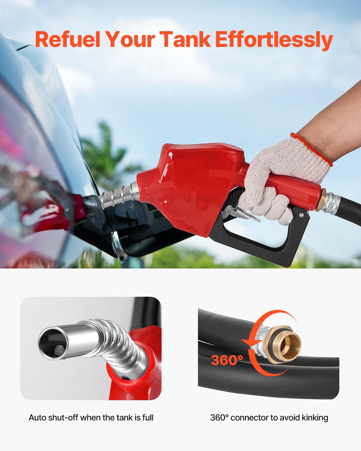 VEVOR Portable Diesel Tank, 58 Gallon Capacity & 10 GPM Flow Rate, Portable Fuel Tank with 12V Electric Transfer Pump and 13.1ft Rubber Hose, PE Diesel Transfer Tank for Easy Fuel Transportation Black