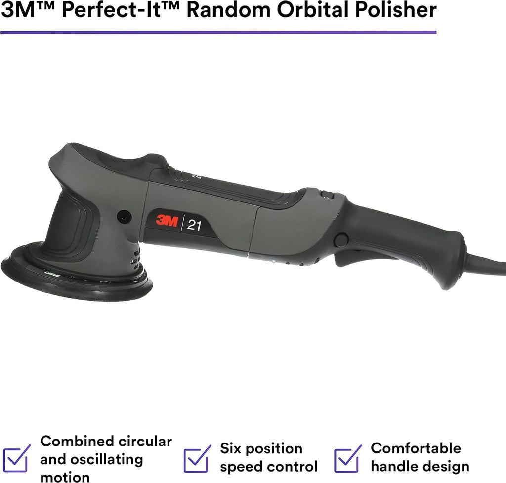 3M Perfect-It Random Orbital Polisher, 34101, 21mm, 120V/60Hz Variable Speed Control for Automotive Refinishing, Refining, Polishing