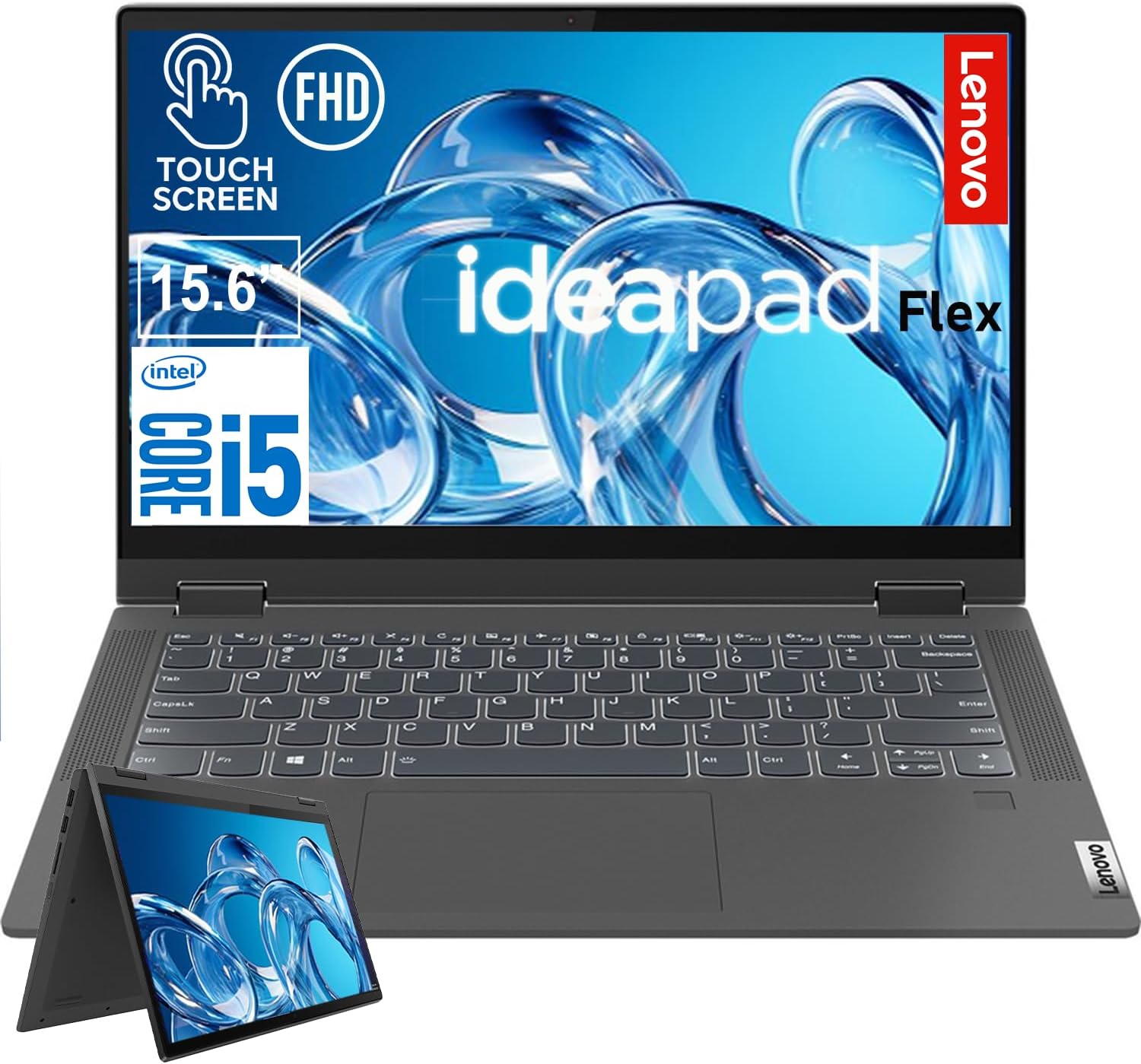 Lenovo IdeaPad Flex 5 Laptop, 15.6 Inch FHD Touchscreen, Intel Core i5-1135G7, Quad-Core Processor, 8GB RAM, 1TB SSD, Windows 11, Graphite Gray, Backlit Keyboard, Fingerprint Reader, WiFi 6